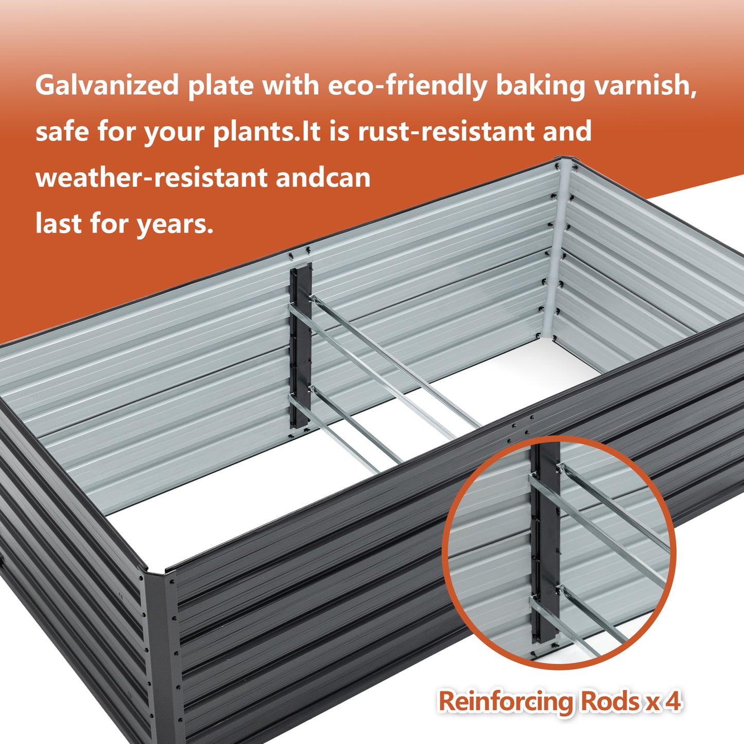 2-Pack 6x3x2 FT Galvanized Metal Raised Garden Beds, Reinforced