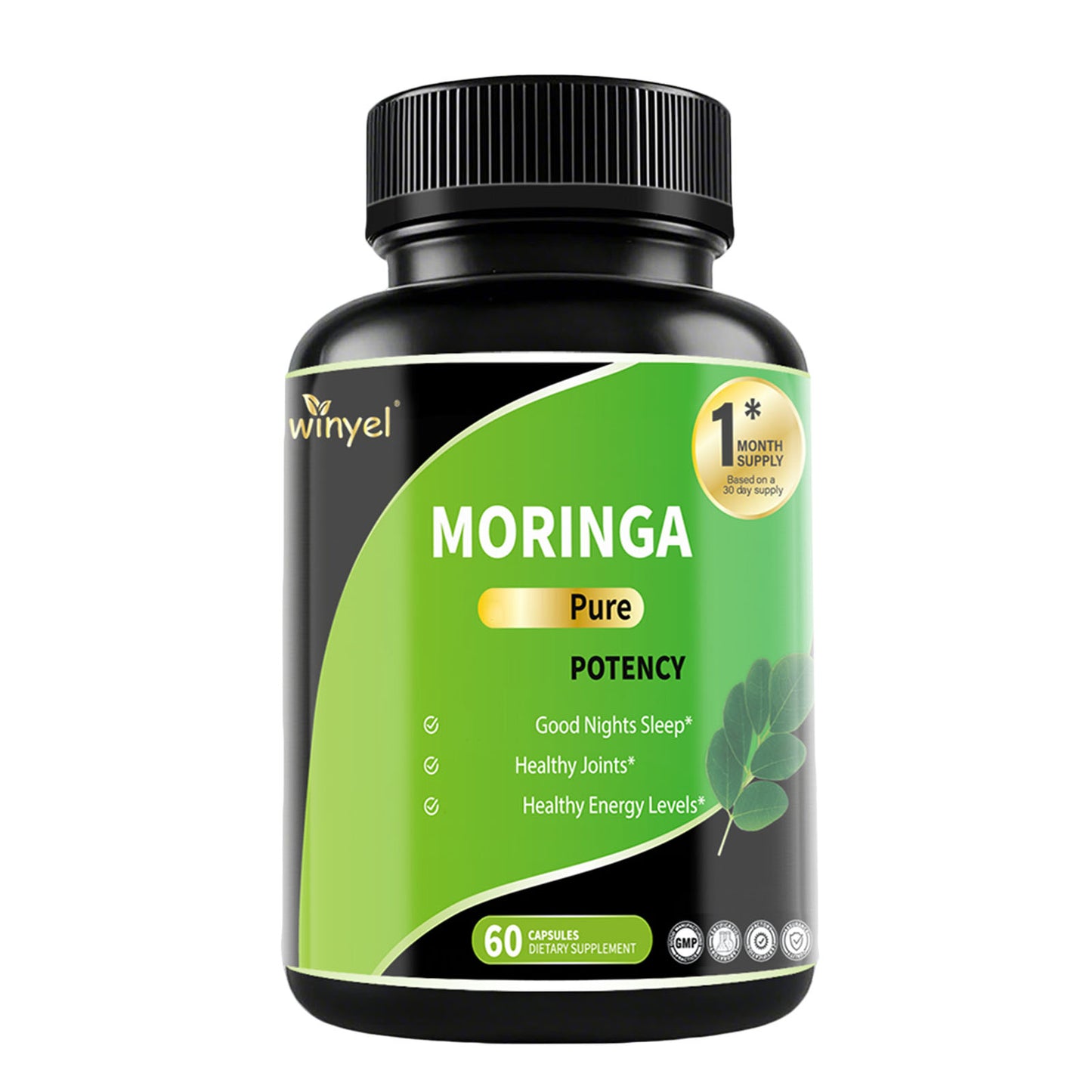 Pure Moringa Leaf Capsules - High Potency Nutrient-Dense Supplement - 60 Count