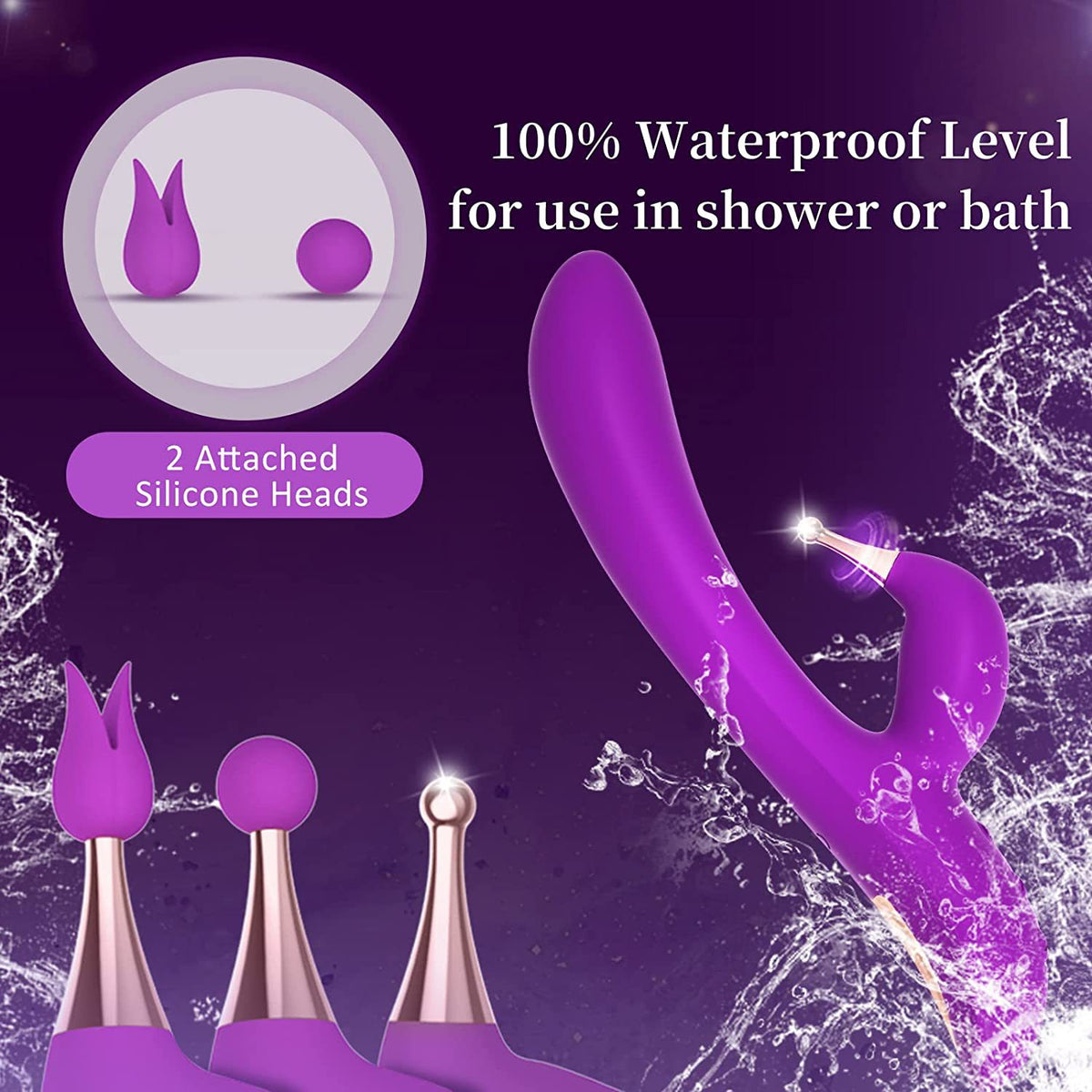 Vibrating Masturbation Device for Women - Point Tide Spear with Silicone & ABS, Purple & Rose Red - Home Wellness