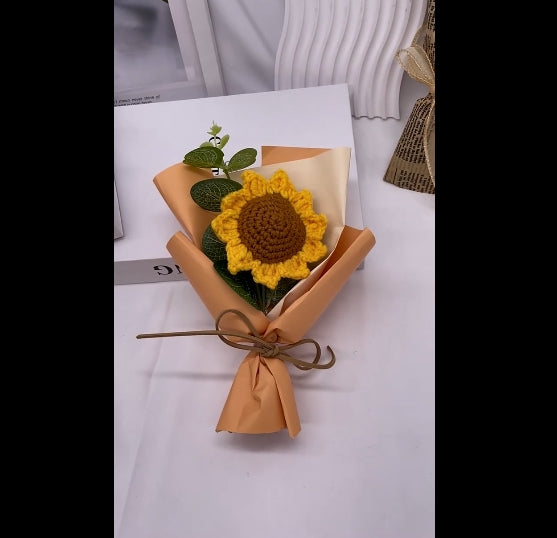Mini Sunflower Hand-Woven Bouquet - 15x13cm Gift