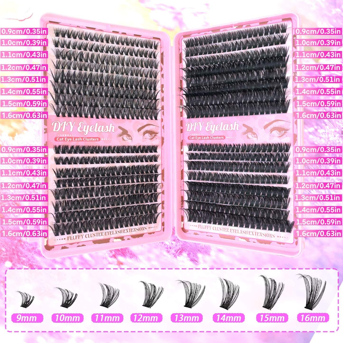 Large Capacity Mixed Pack of 640 False Eyelashes for Professional & Personal Use