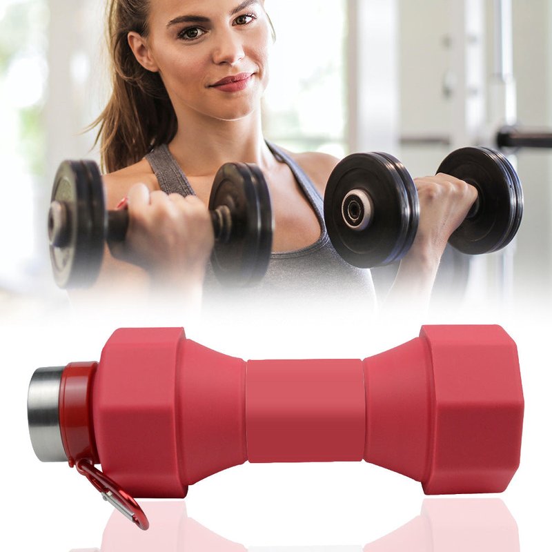Large Capacity Foldable Dumbbell-Shaped Water Bottle, 650ml, Silicone