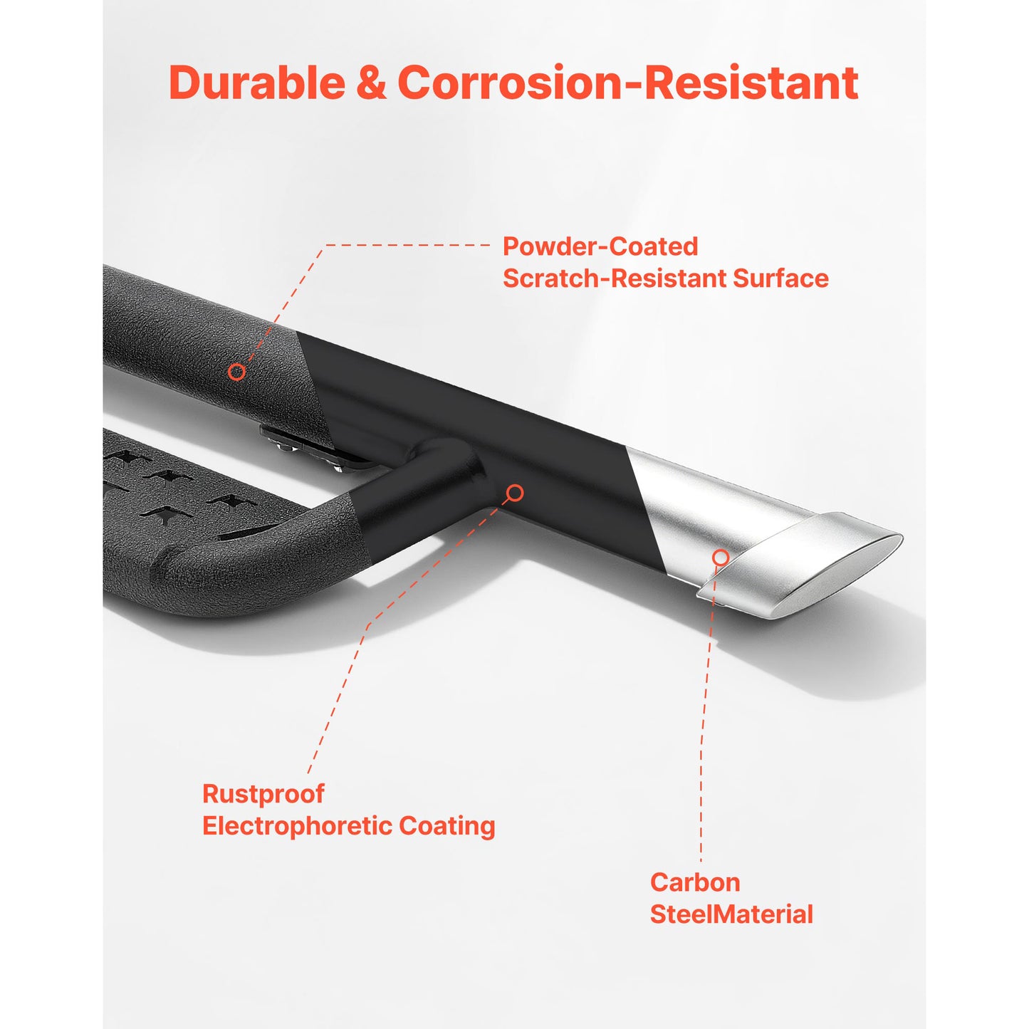 Running Boards Side Steps for Toyota Tacoma 2024-2025 Black Steel Nerf Bars 4 Inch Wide Non-Slip Surface
