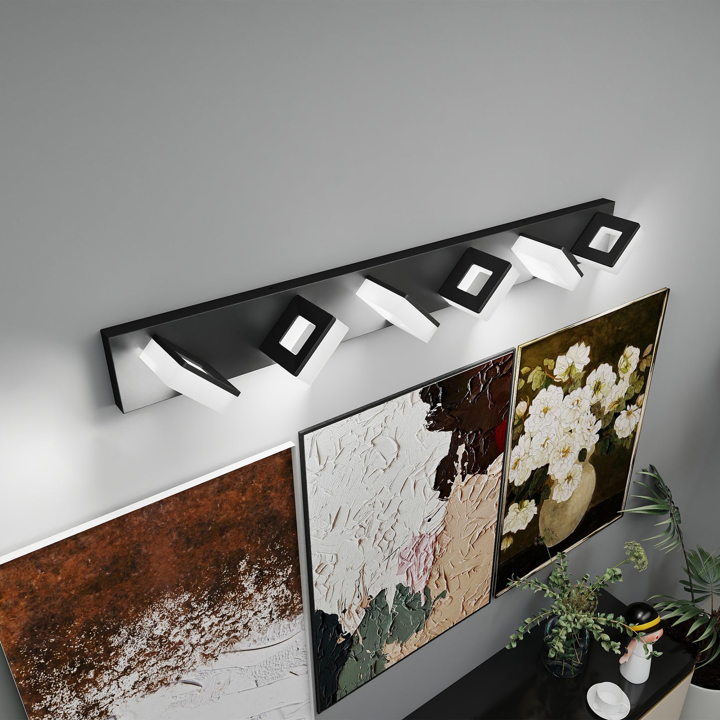6-Light LED Bathroom Vanity Light Fixture - Matte Black, 39-Inch