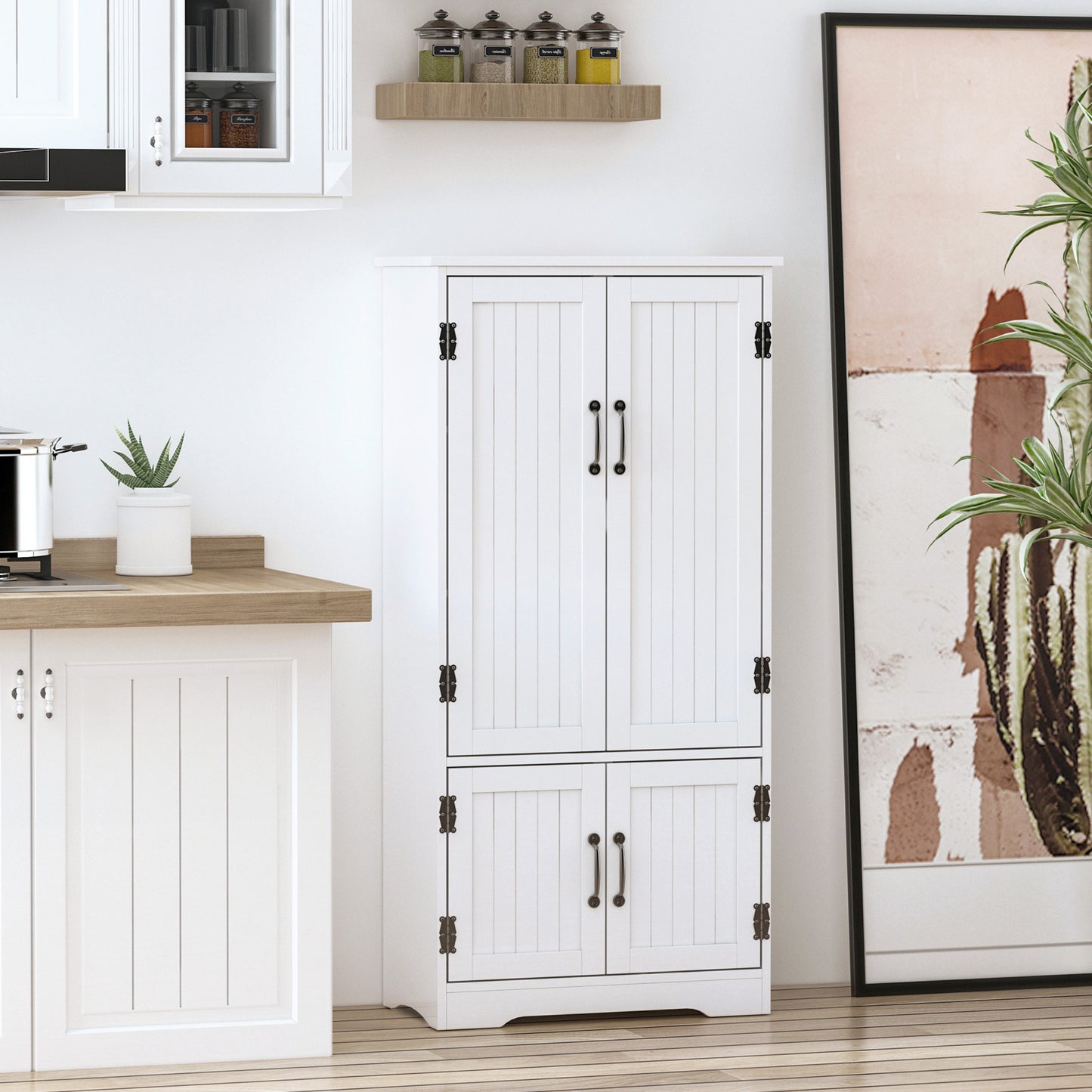 White Accent Floor Storage Cabinet with Adjustable Shelves