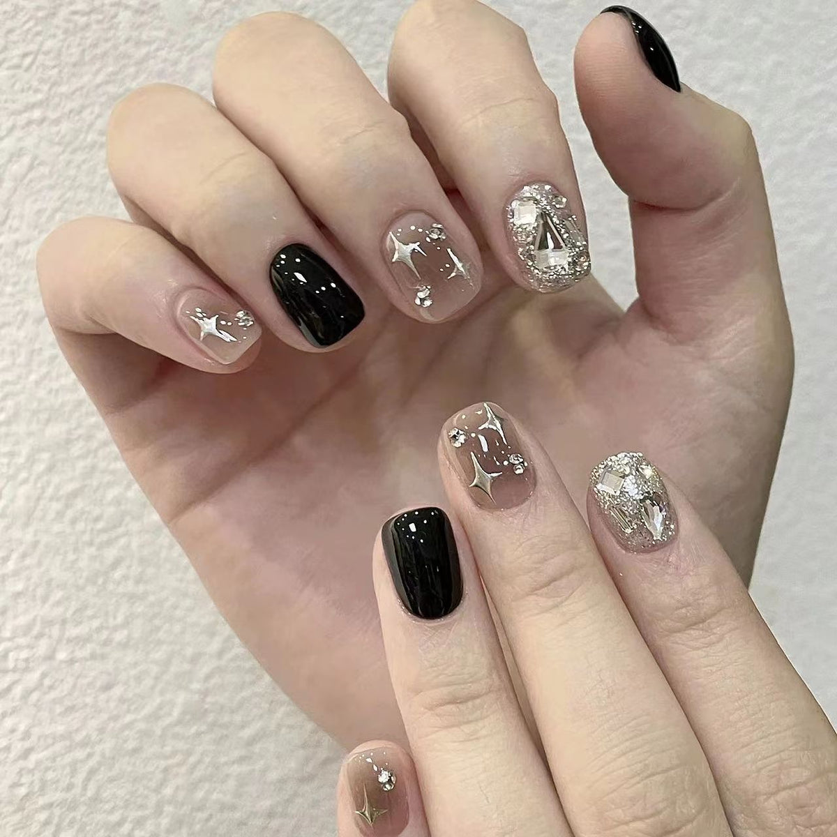 Starry Sky Rhinestone Nail Stickers with Jelly Glue Kit