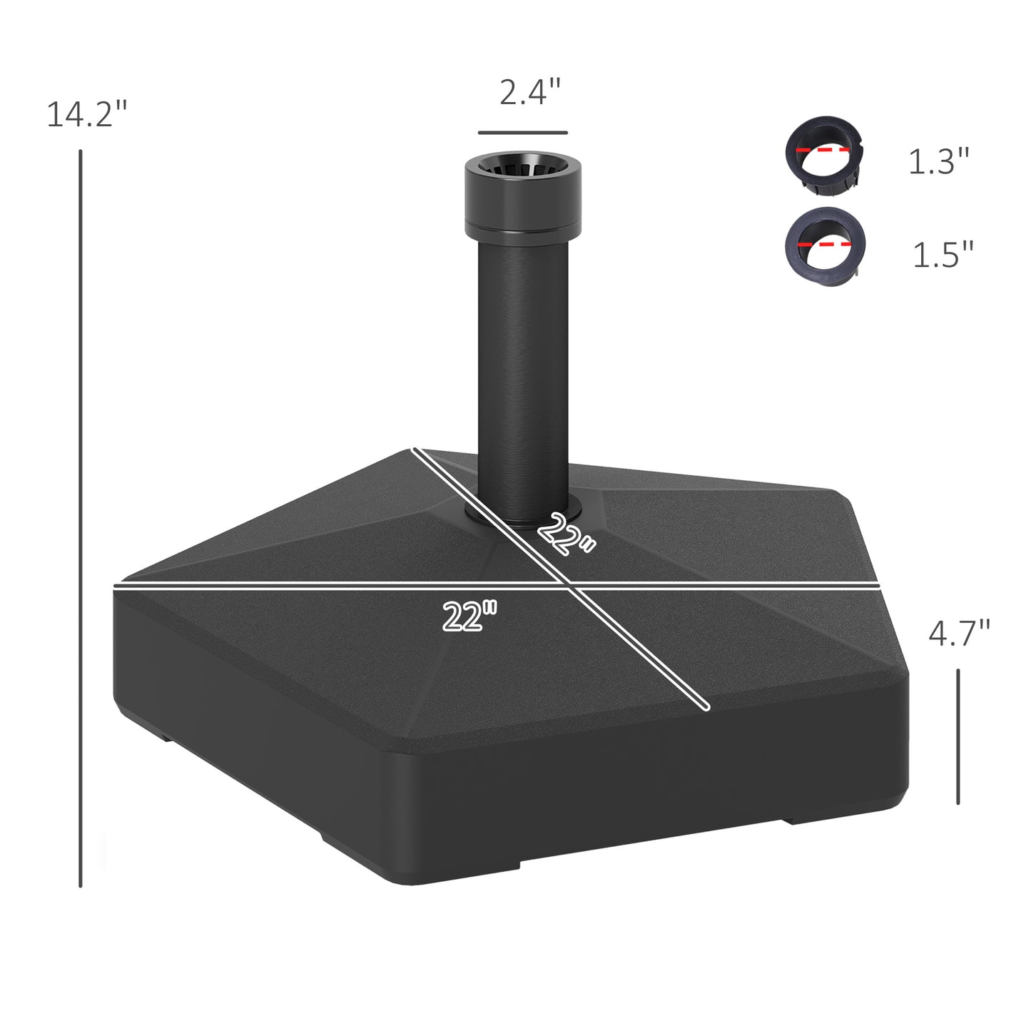 Heavy Duty Patio Umbrella Base Stand - 42 lbs with Sand, Black