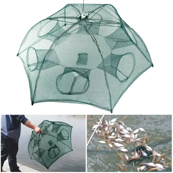 Portable Fishing Trap Net - Foldable Bait Catcher for Shrimp & Crab
