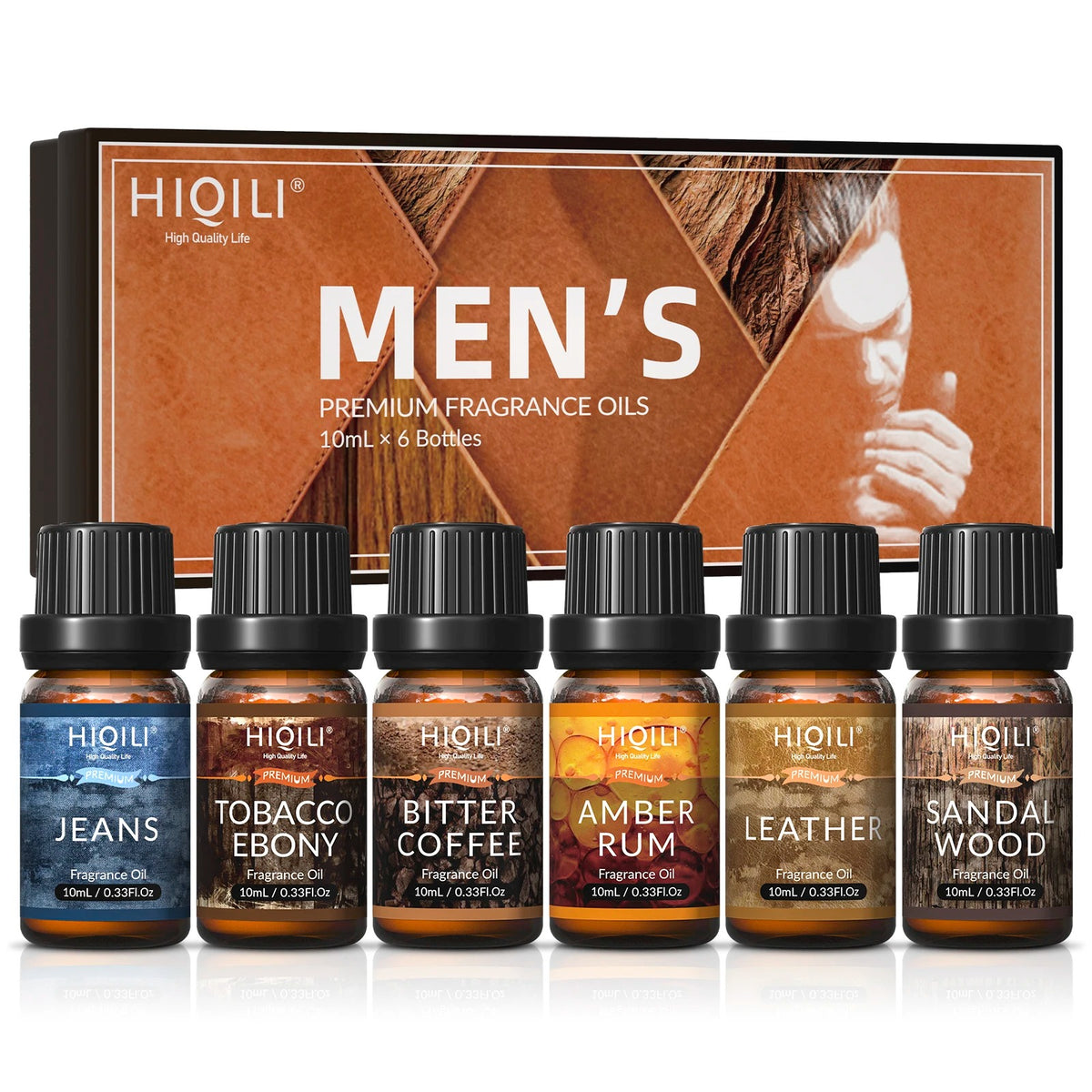 Men's Aromatherapy Essential Oil Set - 6x10ML Pure Plant Fragrance