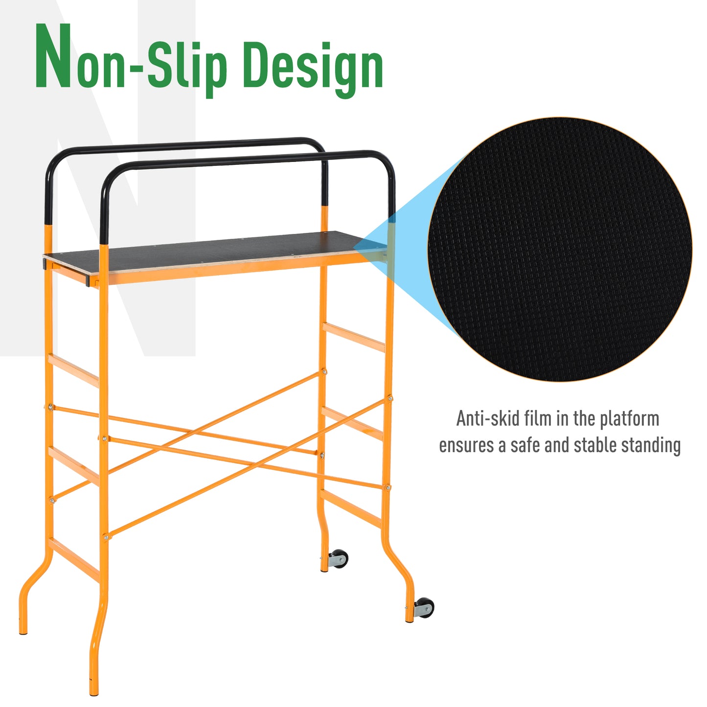 4-Step Steel Scaffold with 2 Wheels - 440lb Capacity Indoor Outdoor