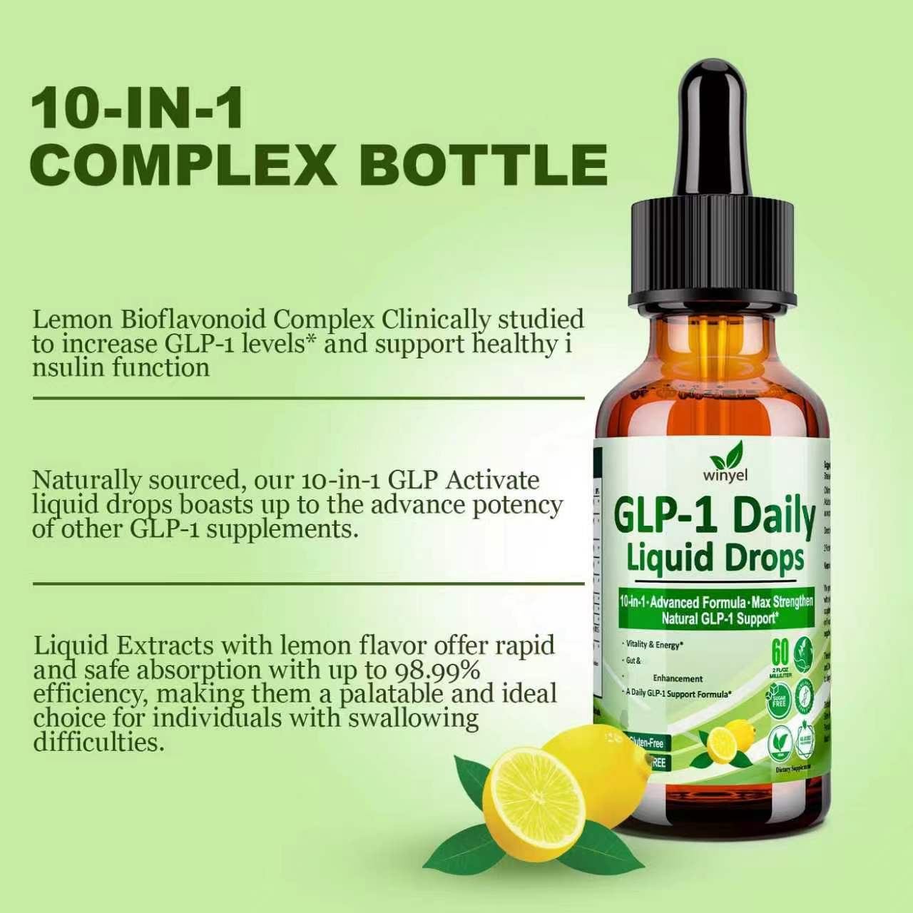 10-in-1 GLP-1 Support Liquid Drops with Berberine, Ceylon Cinnamon & Green Tea