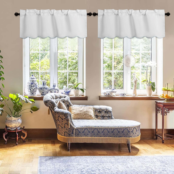 Blackout Window Valances - 2 Panels, 42"x18" - Black