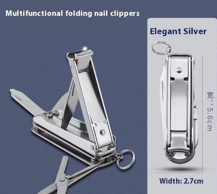 Multifunctional Foldable Nail Clippers Keychain Set - Portable 3-in-1