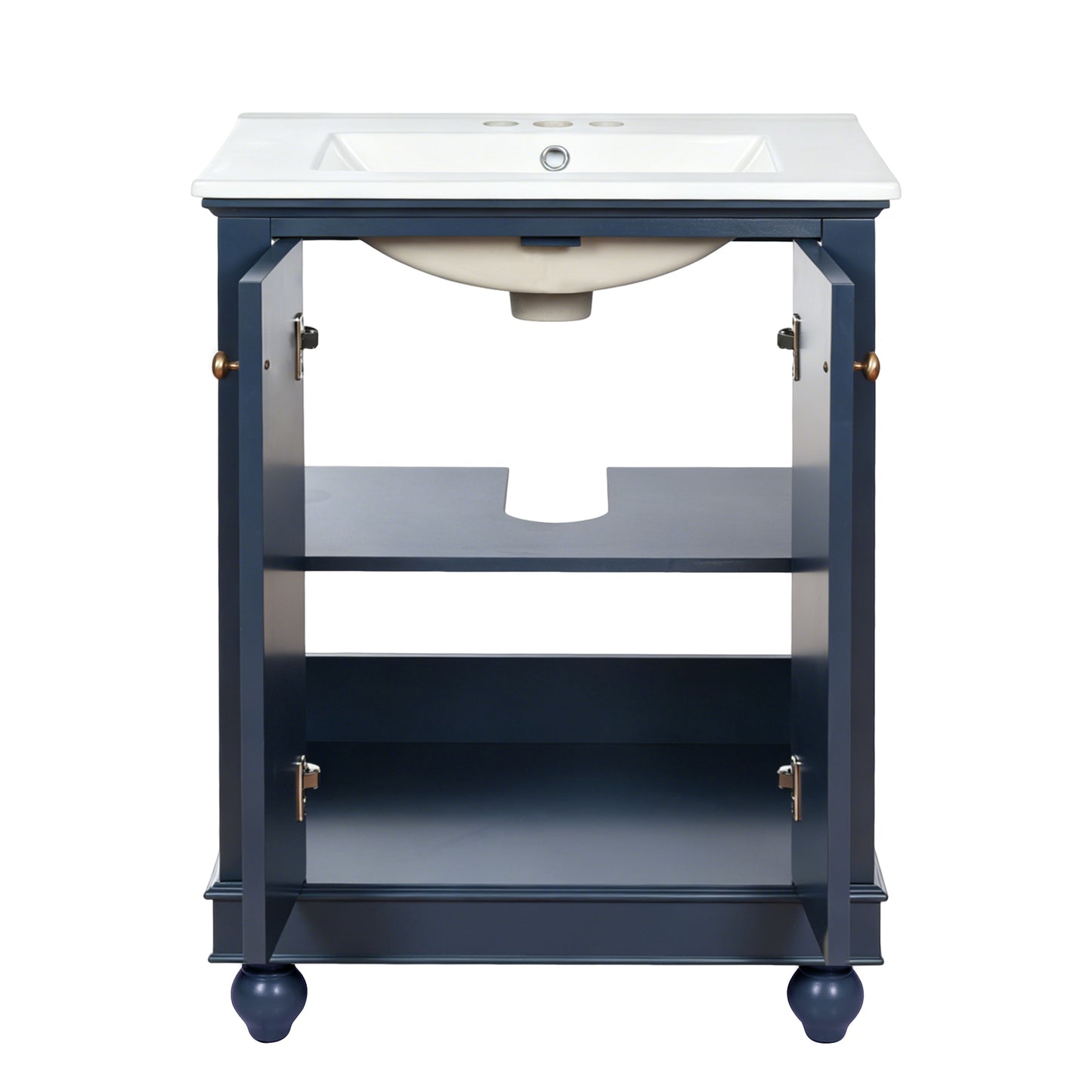 24-Inch Blue Bathroom Vanity Cabinet with Ceramic Sink