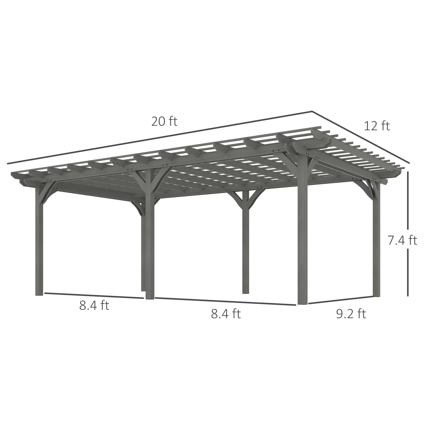 Outdoor Wooden Pergola for Climbing Plants - Gray