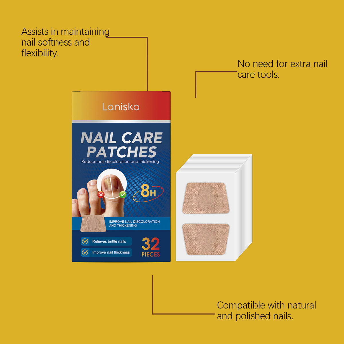 Nail Care Patches with Panthenol & Biotin - 32 Pieces