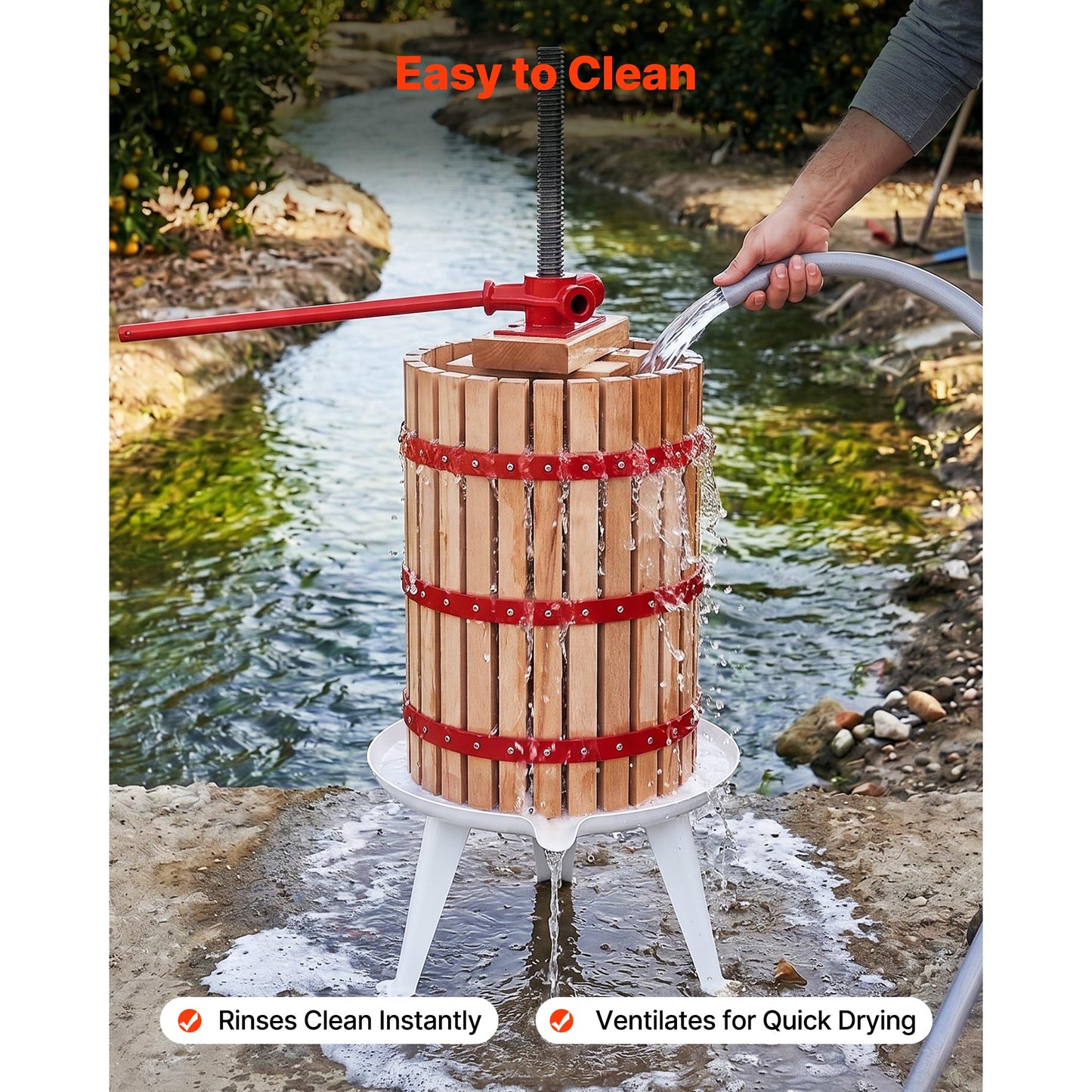 Fruit Wine Press 7.93Gal Manual Juicer with Wooden Basket & Filters