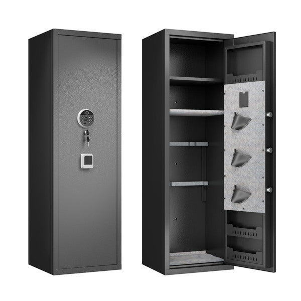 Electronic Safe with Fingerprint & Key Lock, Detachable Partition, Black