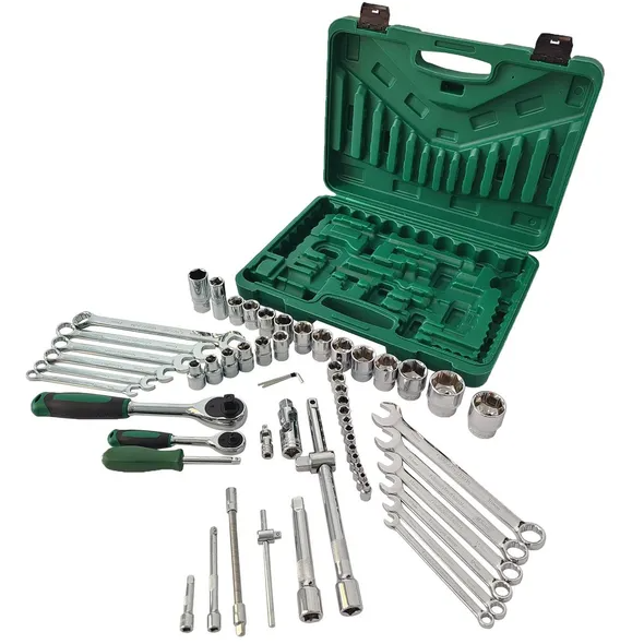 61-Piece Mechanics Tool Set with Sockets, Wrenches & Ratchets for Auto & Machine Repair