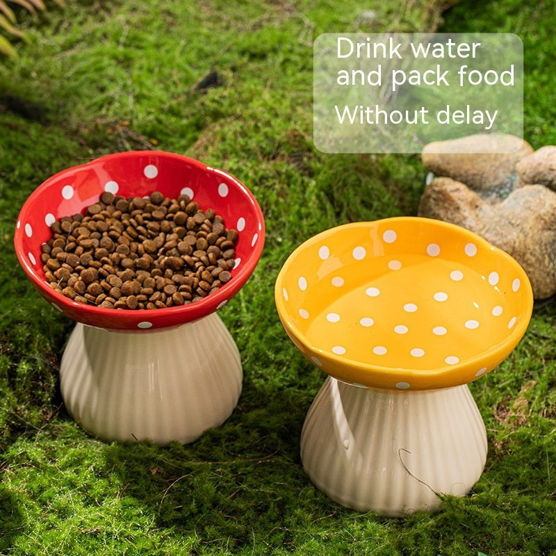 High Foot Ceramic Cat Food Bowls - Anti Roll Pet Tableware for Cats