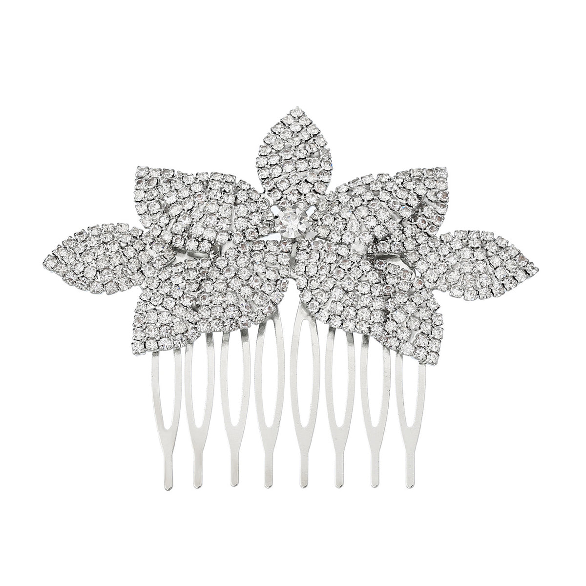Elegant Bridal Rhinestone Hair Comb with Flower Design - Wedding Accessories