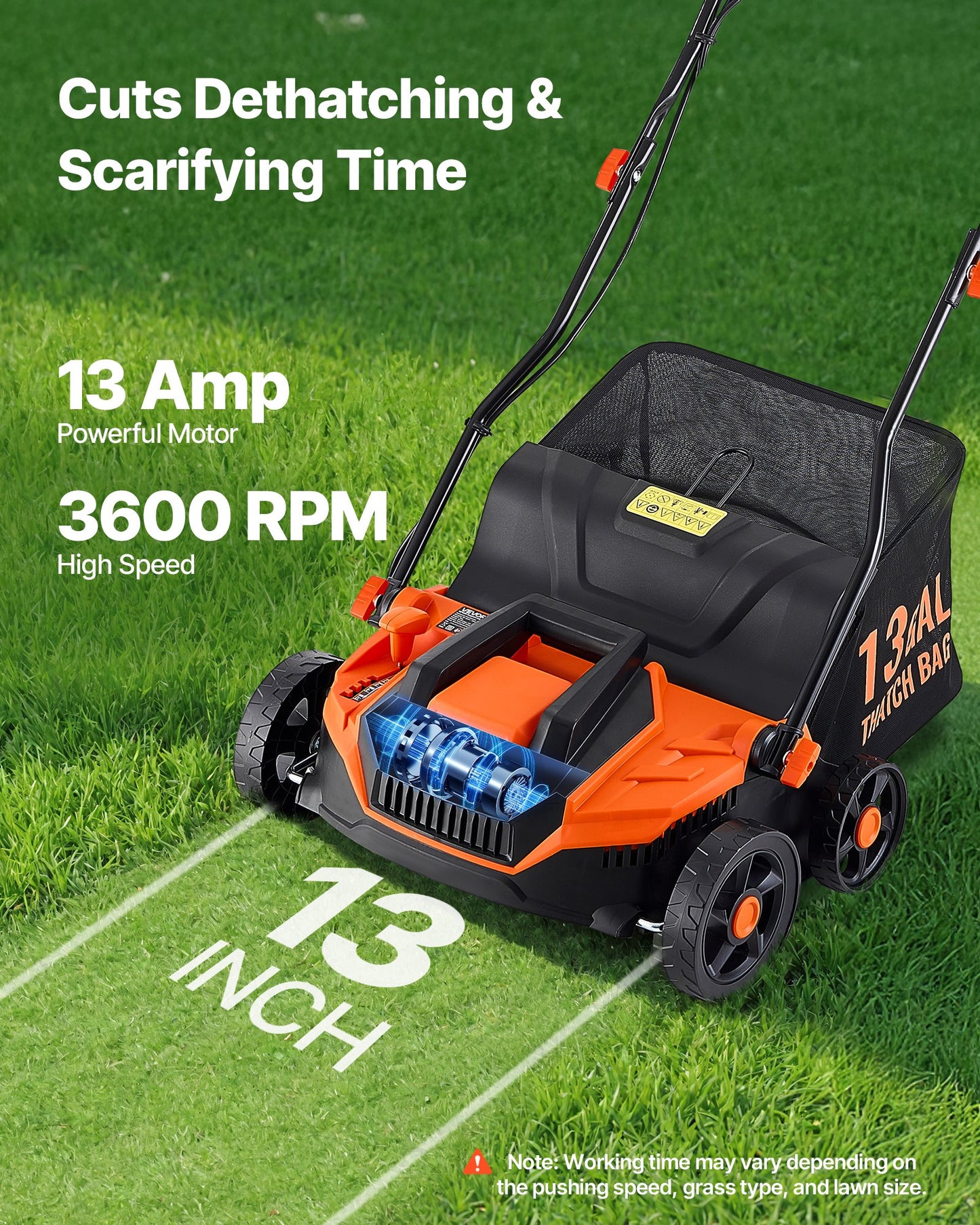 Electric Lawn Dethatcher and Scarifier 13-Inch 13-Amp - 2-in-1 Yard Tool