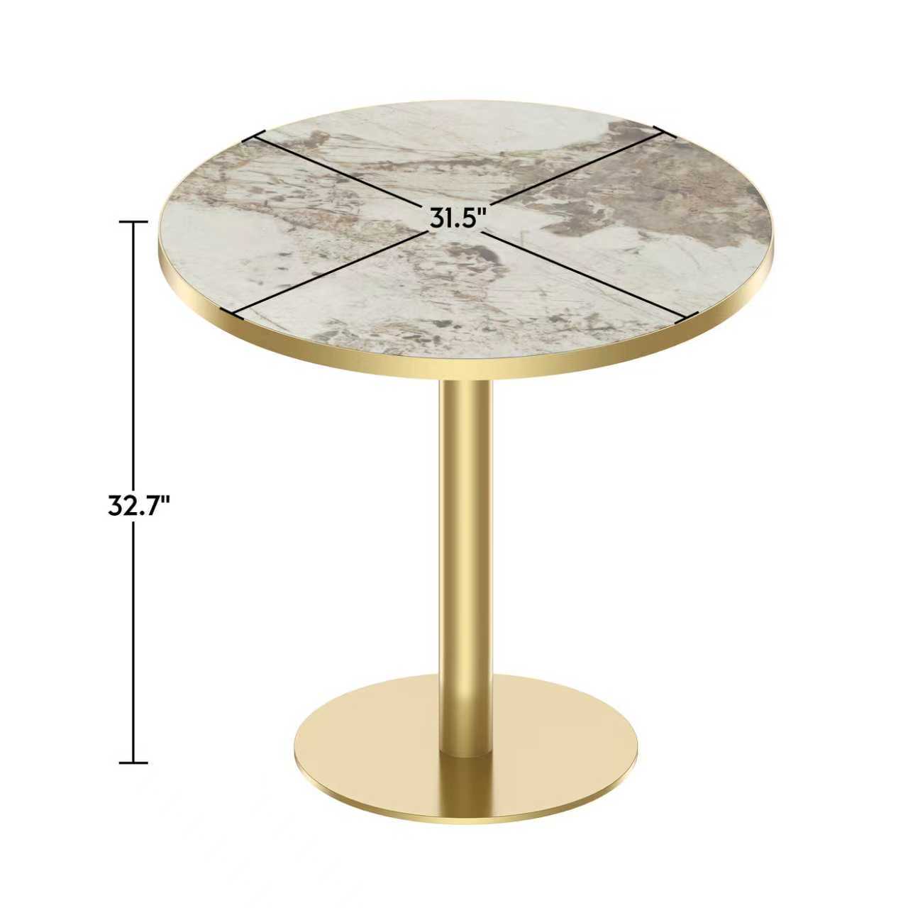 Round Bistro Table 31.5 Inches with Faux Marble Top - Light Slate Grey