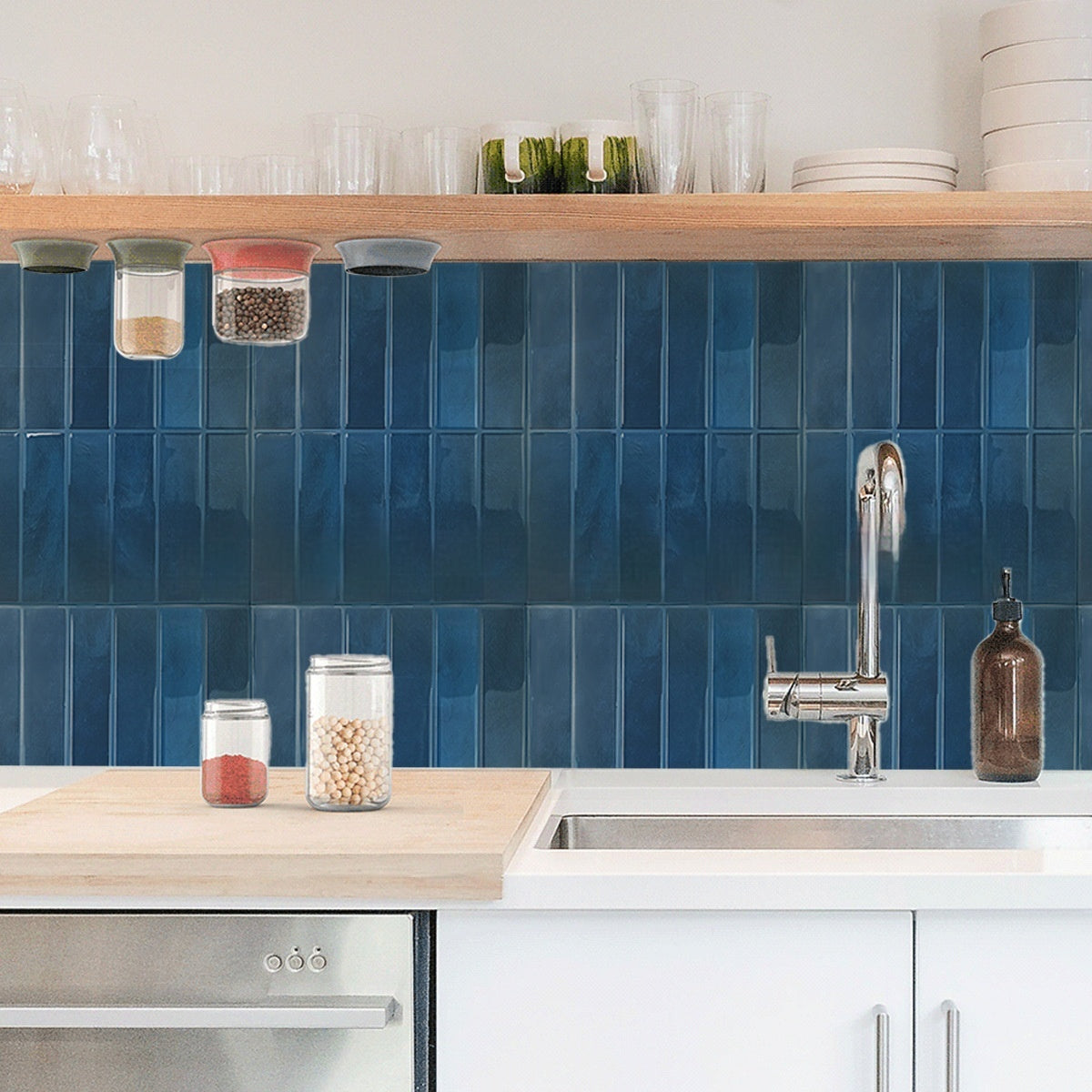 Waterproof 3D Self-Adhesive Wall Sticker for Kitchen Bathroom - High Temp Resistant