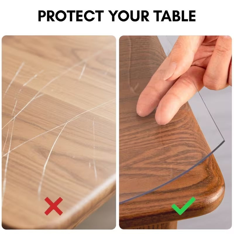 Clear Table Protector Mat - Heavy Duty 2.0mm Waterproof PVC Cover