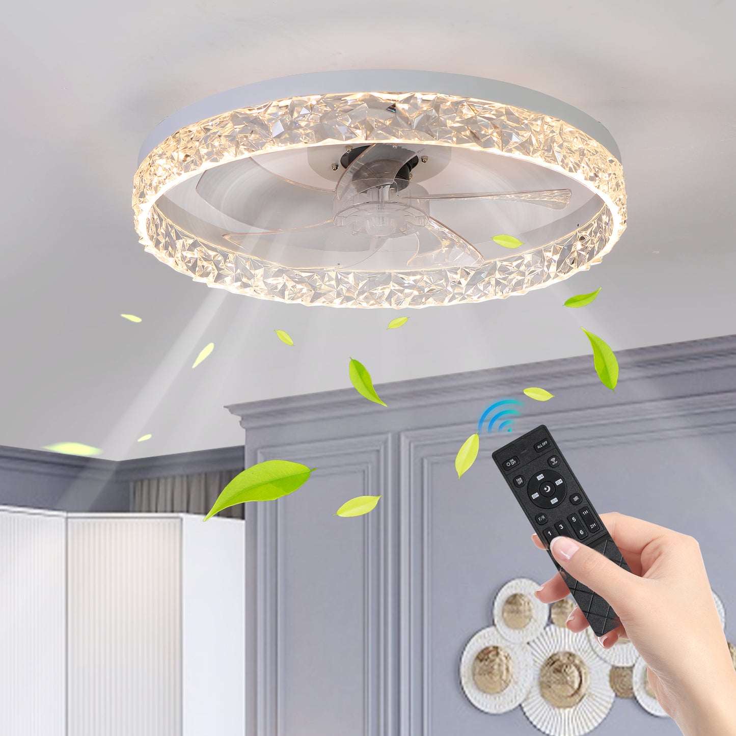 Dimmable LED Ceiling Fan Light with Remote Control - Modern Design