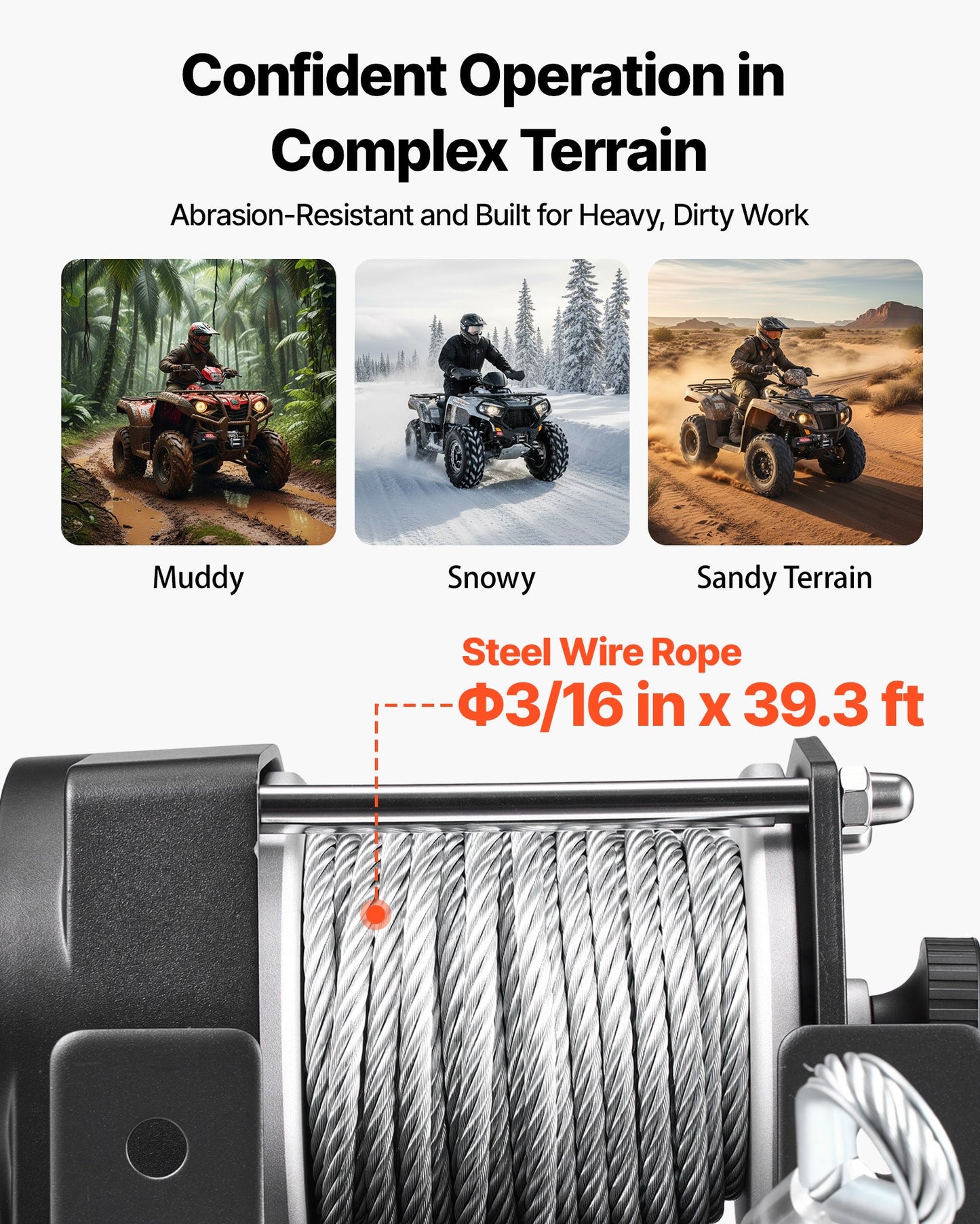 3000 Lb Electric Winch for ATV UTV 12V DC Steel Wire Rope Waterproof Aluminum Housing