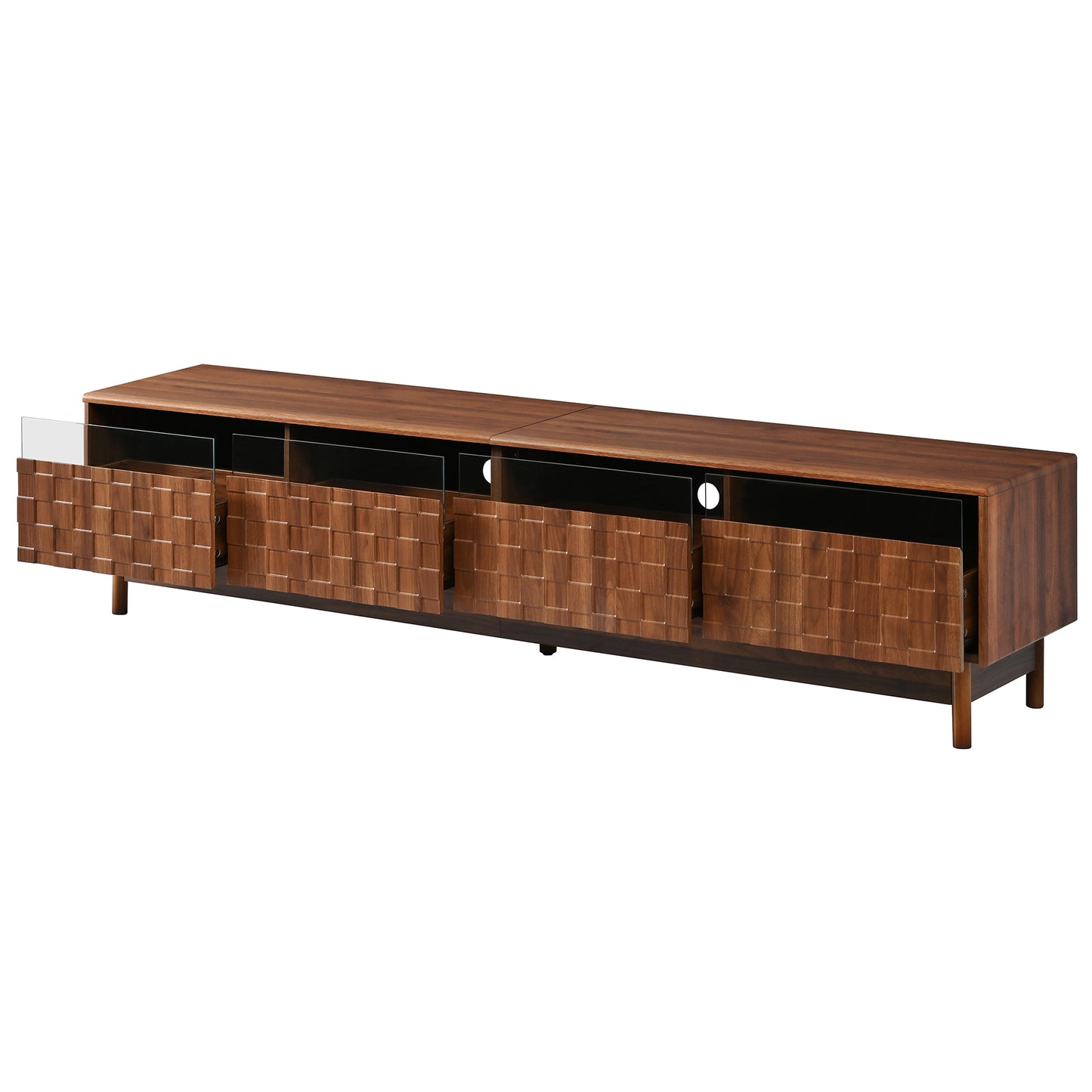 78 Inch TV Stand for Living Room - Modern Entertainment Center with LED Lights and Glass Drawers