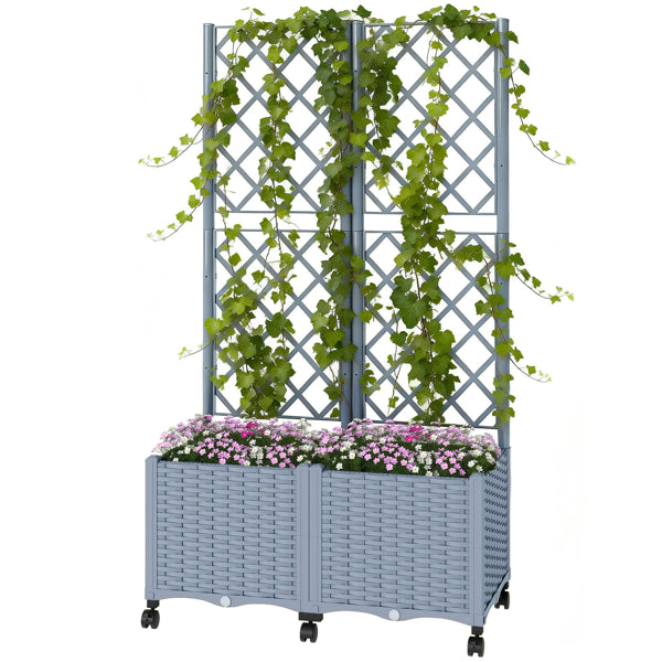 Vertical Plant Stand with Trellis and Self-Watering Feature