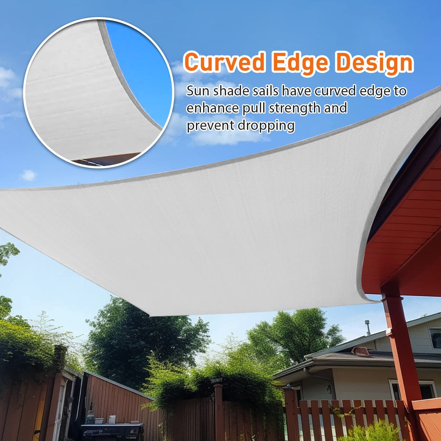 10x13 ft Sunshade Sail with UV Protection - Light Grey, Sand, Rust Red, Dark Grey, Beige, Cream, and More