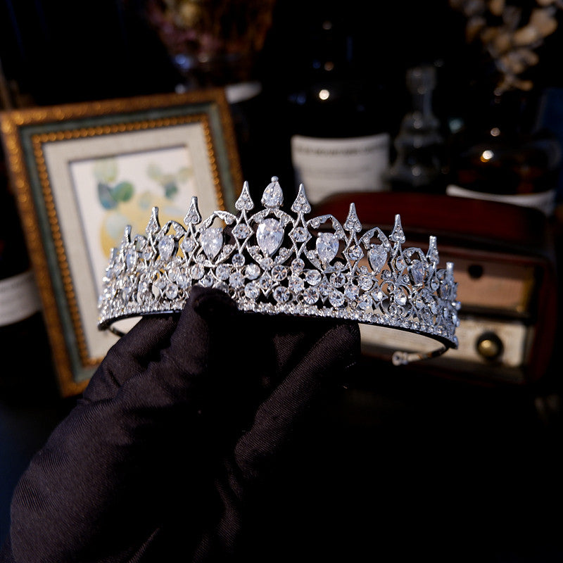 Zircon Bridal Crown - Silver Plated Tiara