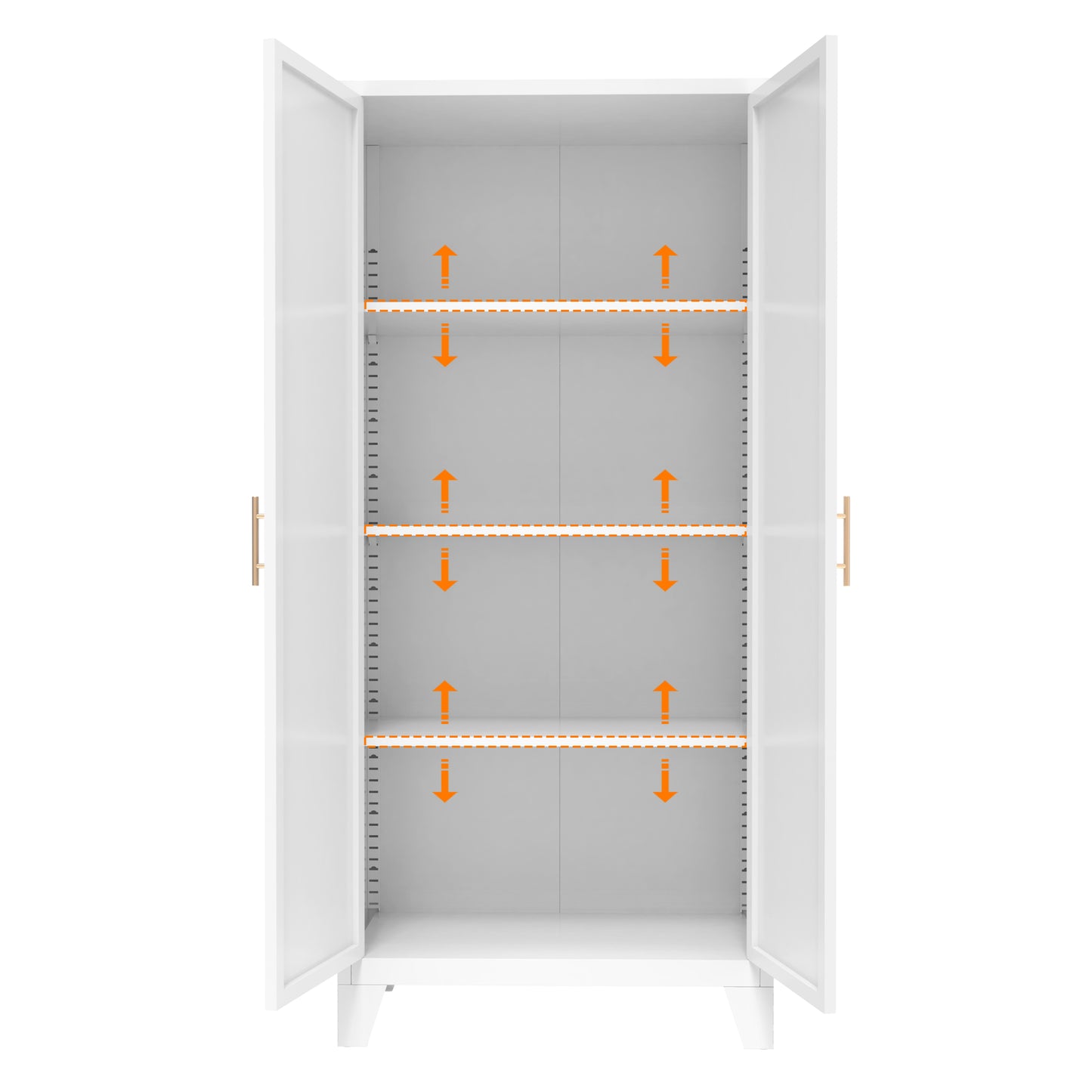 61'' Metal Storage Cabinet with Adjustable Shelves - White