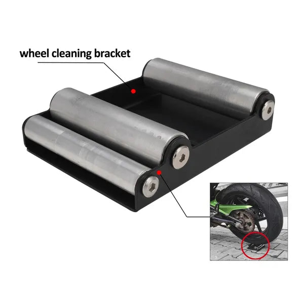 Motorcycle Wheel Cleaning Stand with Brush Kit - Tire & Rim Maintenance Tool