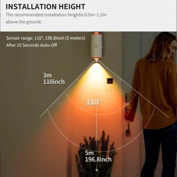Motion Sensor Night Light Wall Lamp with USB-C Charging, Magnetic Mount, Color Changing for Bedroom & Bathroom - 2PCS