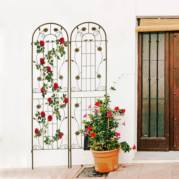 Metal Garden Trellis - 86.7" Rustproof Climbing Plant Support - 2 Pack