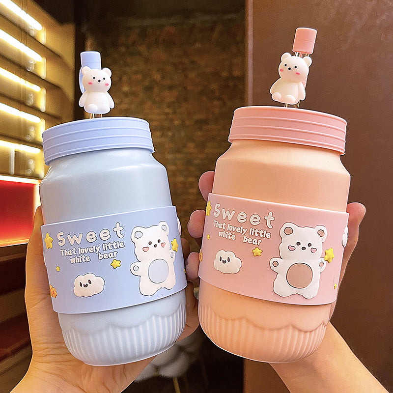 Ceramic Mug with Cover - Cute & Creative Household Drinkware, 480ML