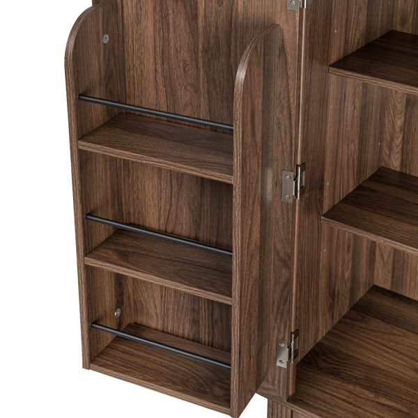 Tall Kitchen Pantry Cabinet with 3 Pull-Out Organizers - Brown