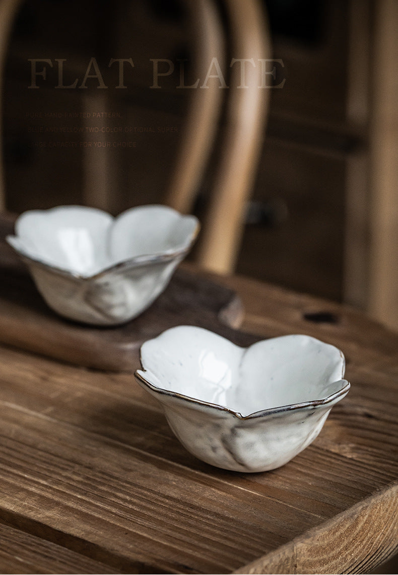 Ceramic Petals Seasoning Dish - White Porcelain Tableware for Kitchen
