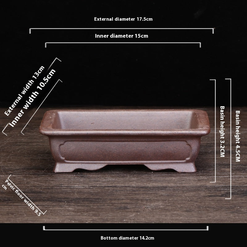Rectangular Square Purple Clay Flowerpot for Home Garden & Balcony
