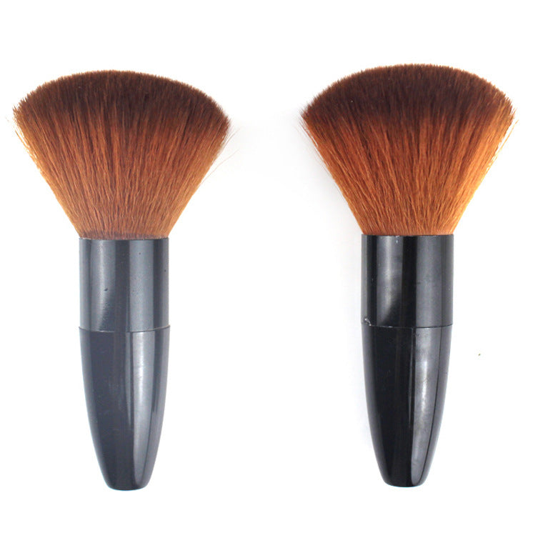 Face Powder and Blush Brush - Double Brown Makeup Brush with Nylon Bristles