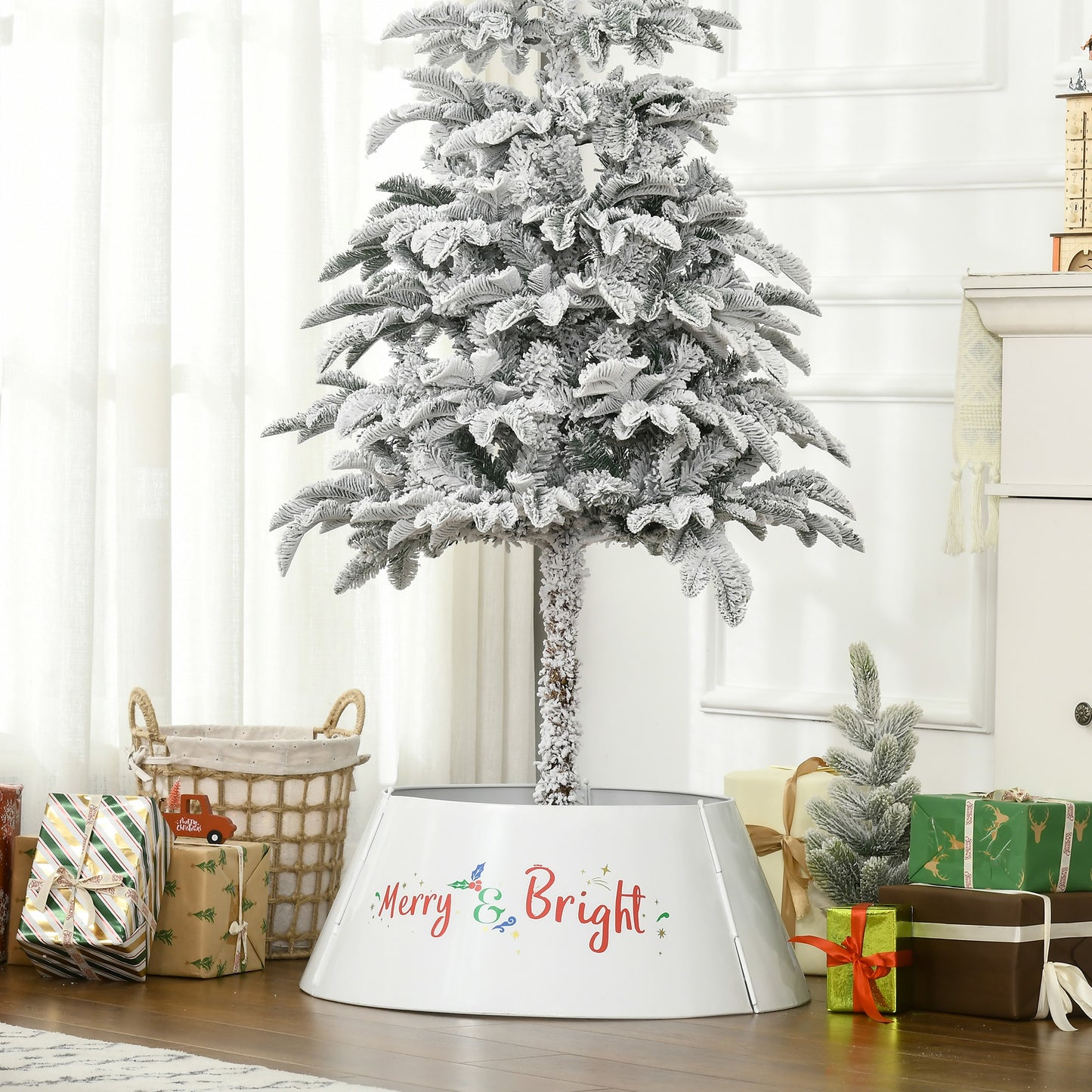 Christmas Tree Collar - Cream White Steel Decoration, 26"