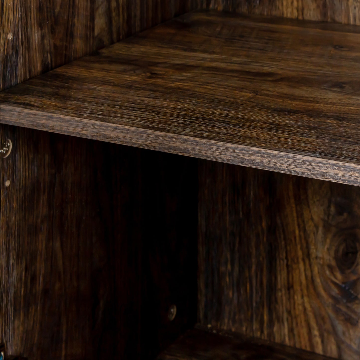 Espresso 4-Door Freestanding Storage Cabinet with Open Shelves