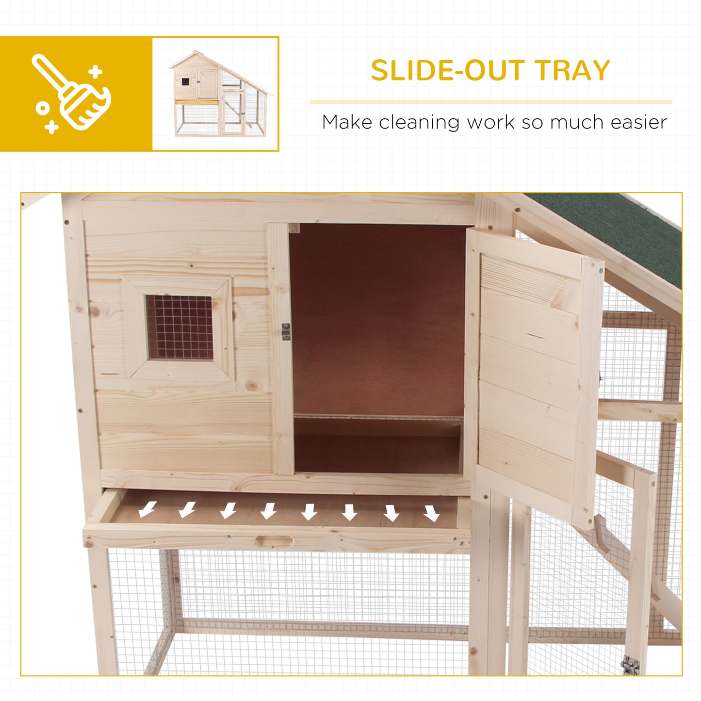 55-Inch Wooden Rabbit Hutch 2-Tier Pet Cage with Removable Tray Outdoor Enclosure