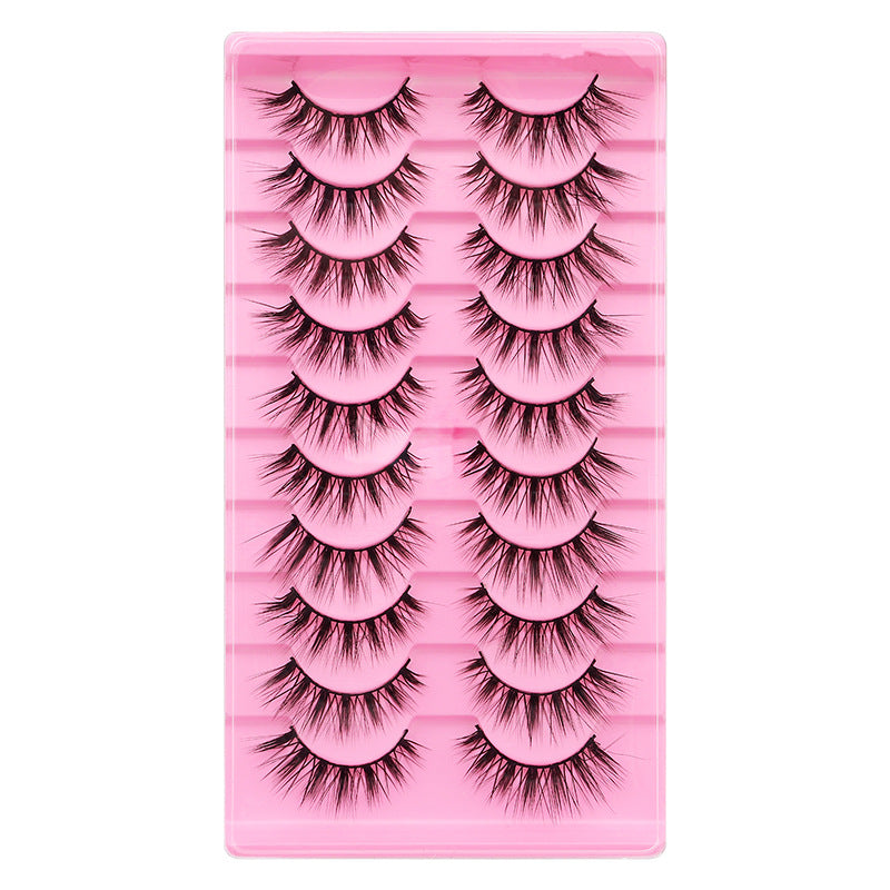 False Eyelashes 10 Pairs Natural Thick Curl L Pink Ladder LD Series Set