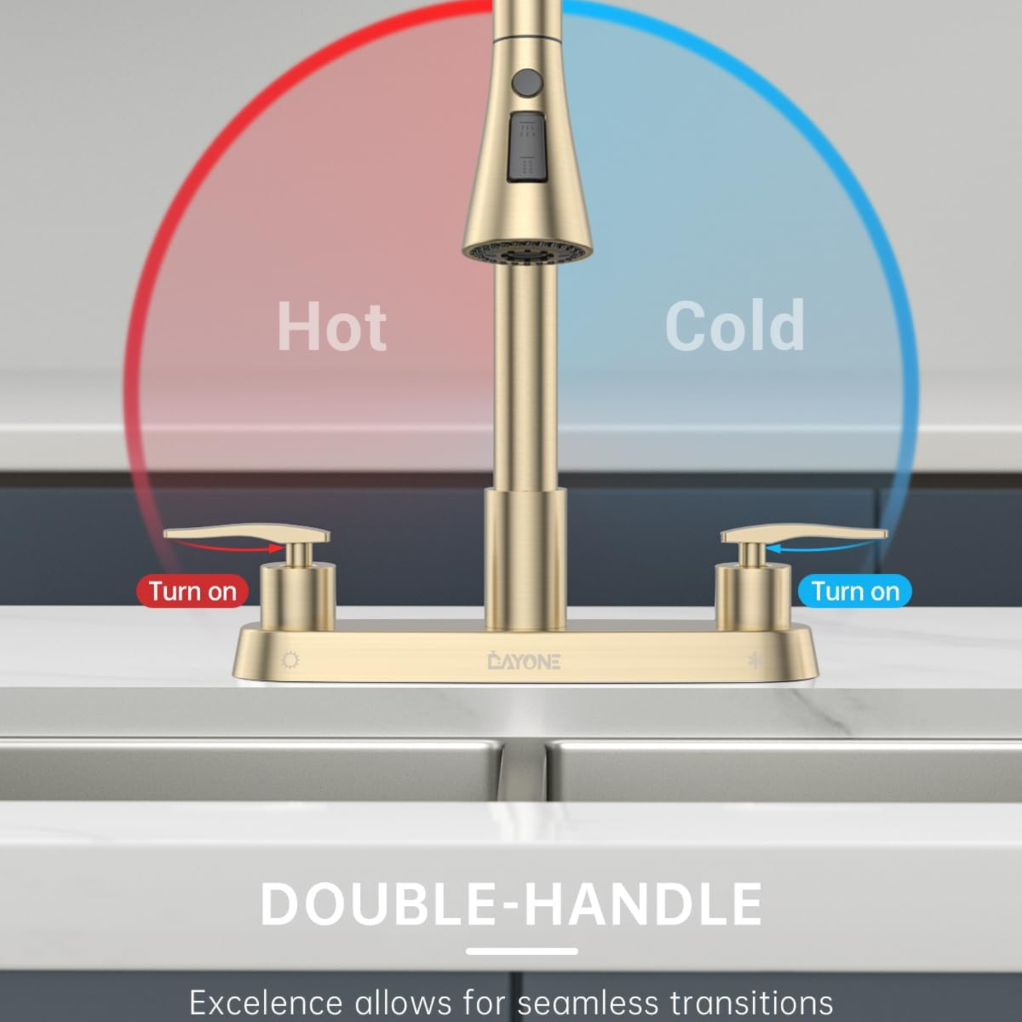 Brushed Gold Kitchen Faucet with Pull Down Sprayer and Soap Dispenser