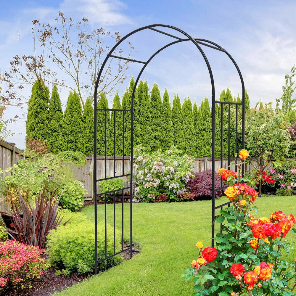 Metal Garden Arch for Climbing Plants - Black 85.82" Height